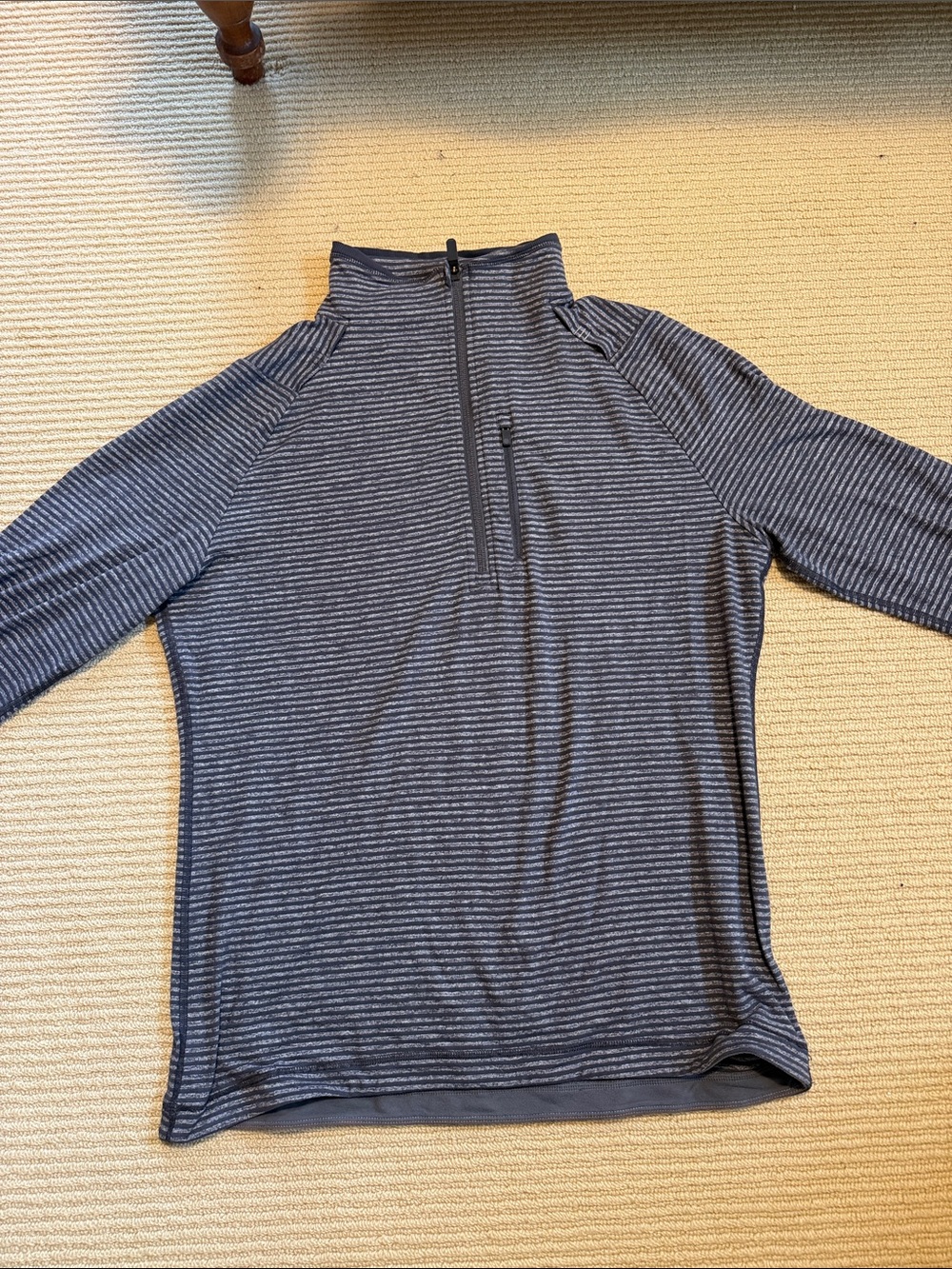 Lululemon Men's Striped Quarter-Zip Sweater - Gray